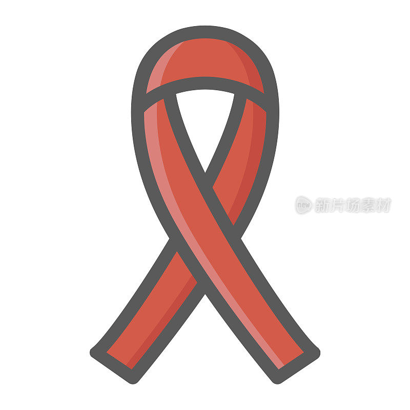 艾滋病丝带填充轮廓图标，医药保健，慈善标志矢量图形，彩色线条图案在白色背景上，eps 10。